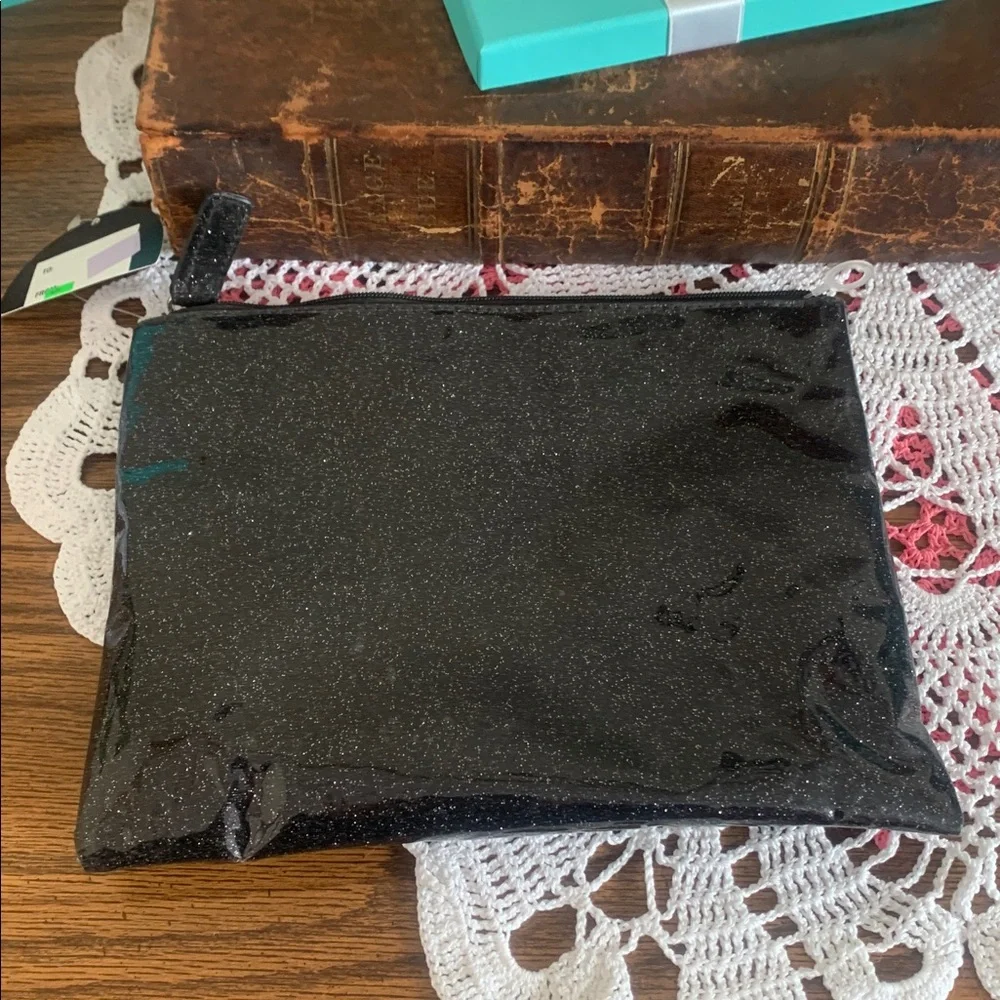 Black Glitter Pouch with Inspirational sparkle  Quote